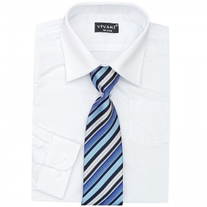 Boys White Formal Shirt & Tie Box Set